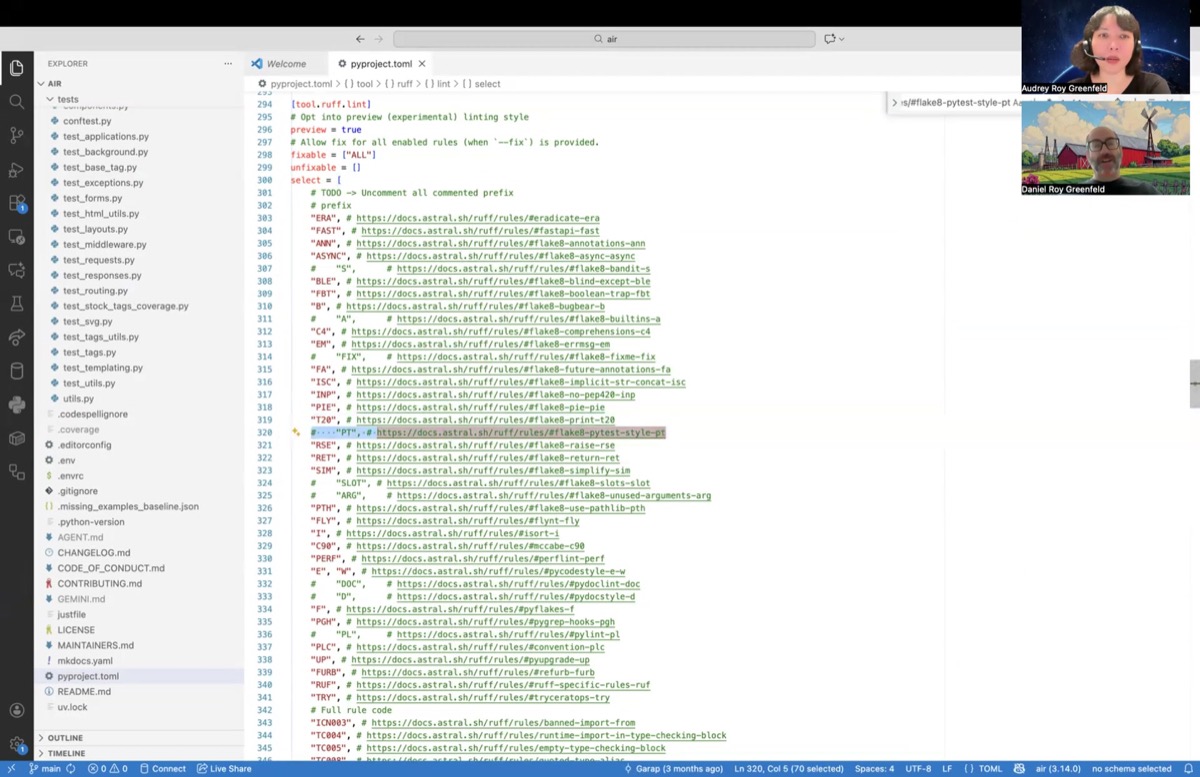 The PT ruleset configuration in pyproject.toml