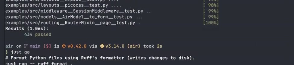 Tests passing in the CI/CD pipeline